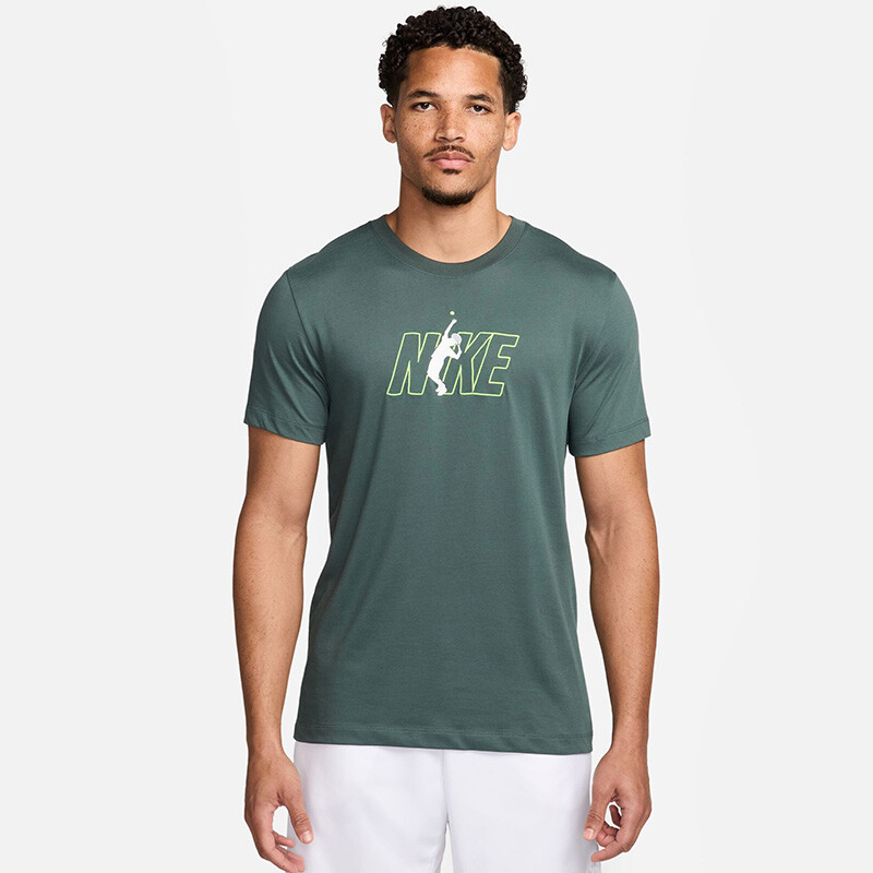 Nike Court Dri-FIT Tennis Graphic Tee (M) (Vintage Green)