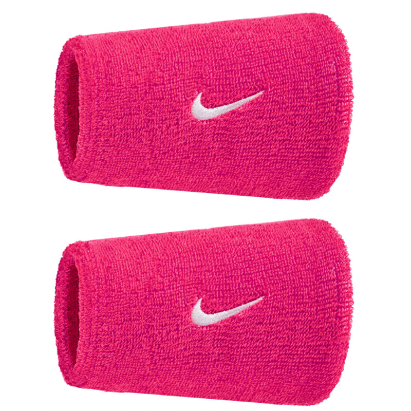 Nike Swoosh Classic Doublewide Wristbands (2x) (Vivid Pink)