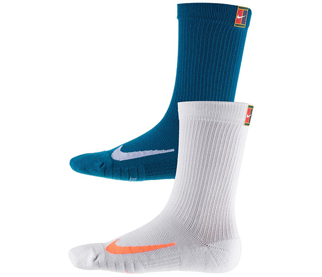 Nike Multiplier Crew Sock (2x) (White/Turquoise)